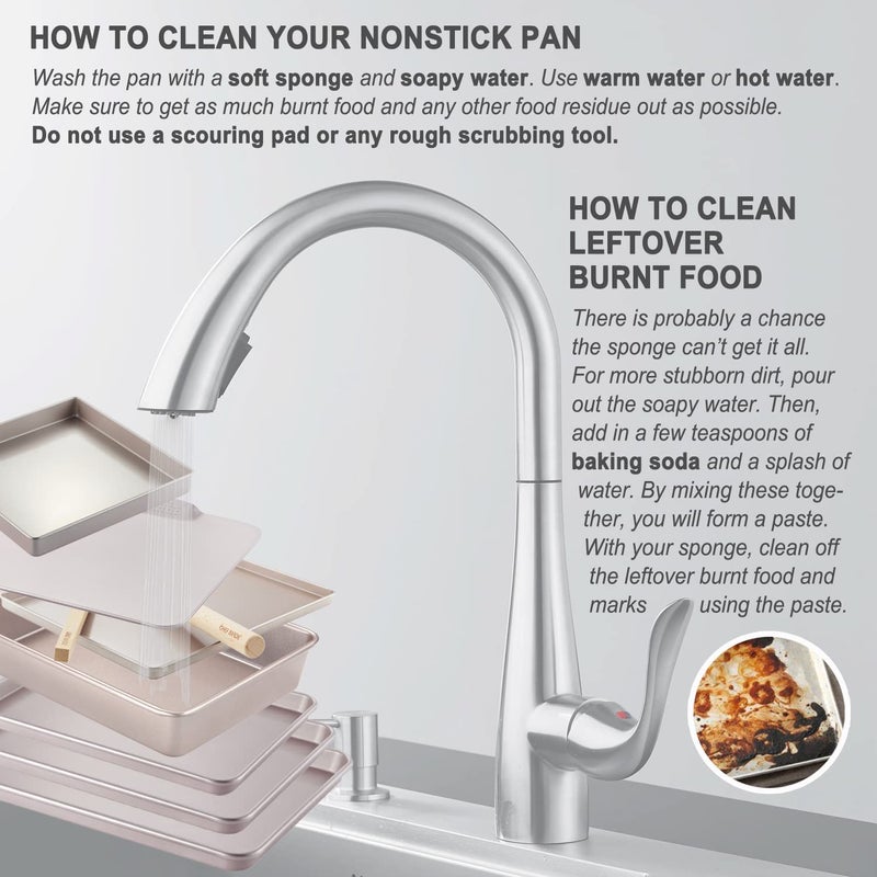 CHEFMADE 11-Inch Baking Sheet Pan, Non-Stick Square Jelly Roll Bakeware for Oven Roasting Meat Bread Battenberg Pizzas Pastries 11.2" x 11.2" x 1.4" (Champagne Gold) - Image 4